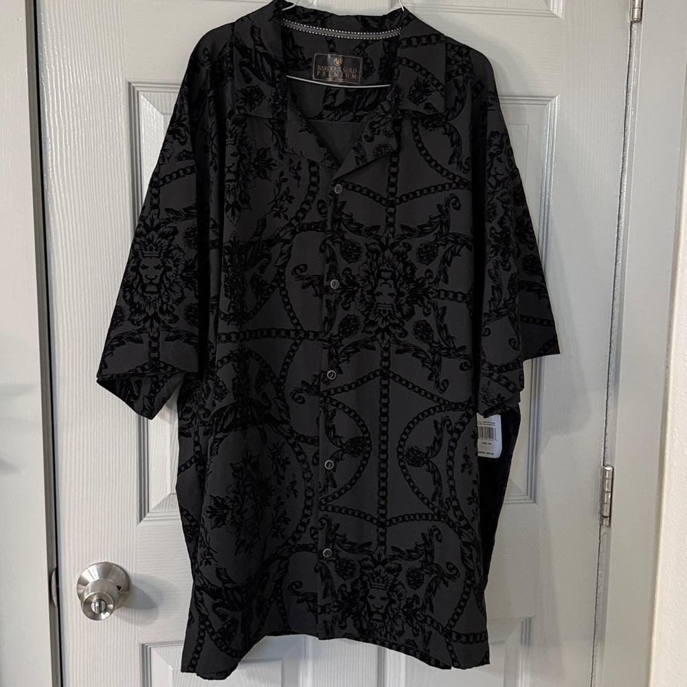 Baroque gold Premium | by Drill Clothing Co|Black |Patterned Button-Up Shirt|5XL